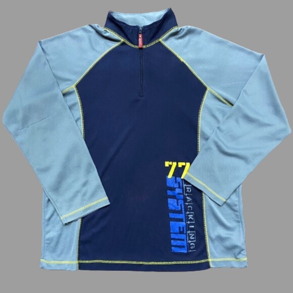 Bugle Boy Vintage 1/4 Zip Athletic Navy Grey Top Big & Tall Polyester Men's XXL - Picture 1 of 8